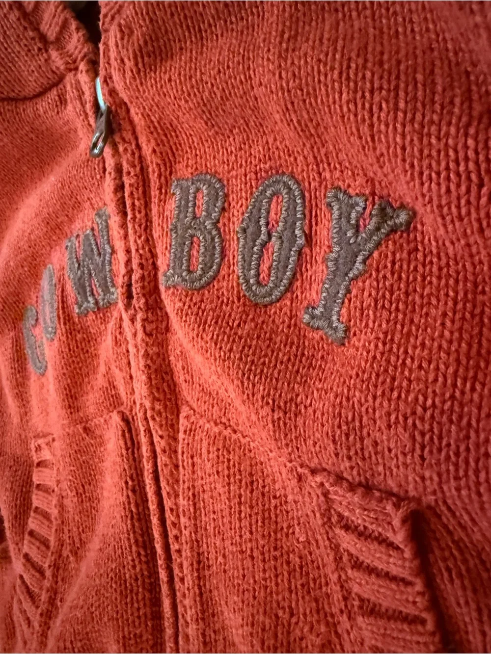 Gymboree 2000s 'Cowboy' Sherpa-Lined Hooded 100% cotton Knit sweater 3-6 months